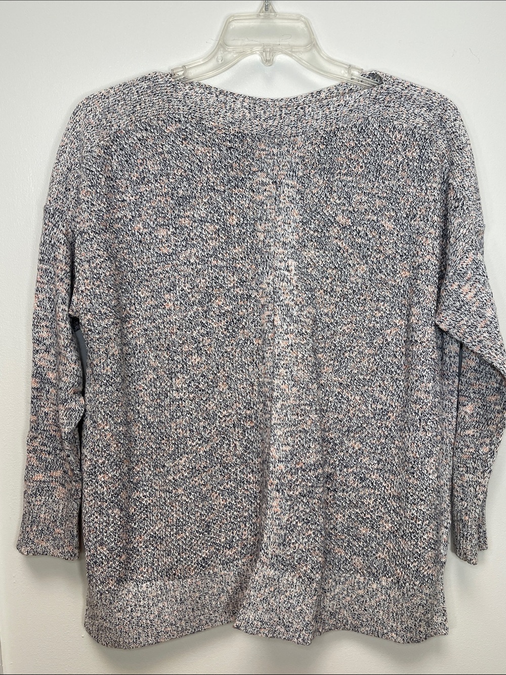 LOFT Marled Crewneck Sweater in Pink and Gray